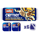 Müller Corner Vanilla Chocolate Balls & Banana Chocolate Flakes Yogurts 6x124g GOODS Sainsburys   