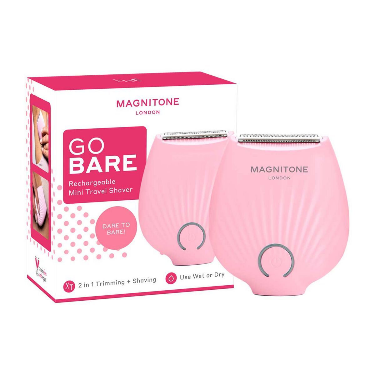 Magnitone GoBare! Rechargeable Mini Lady Shaver - Pink Women's Toiletries Boots   