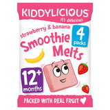 Kiddylicious Strawberry &amp; Banana Smoothie Melts Baby Snacks 4x6g