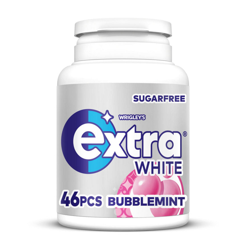 Wrigley's Extra White Bubblemint Chewing Gum Sugar Free Bottle 46 pieces