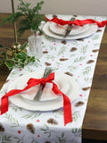 Avalon Home White Red Mistletoe and Pine 100% Cotton Table Runner