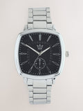 Silver Tone Square Dial Bracelet Watch