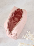 Pink Faux Leather Bow Detail Makeup Bag