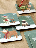 Set of 4 Green Christmas Hamish Corkback Placemats and Coasters Set