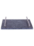 Interiors by Premier Black Marble Tray With Silver Handles