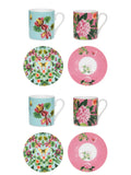 Designers Guild Ikebana Damask Espresso Cups and Saucers Set Of 4
