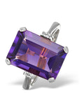 The Diamond Store 9K White Gold 6.40ct Amethyst and Diamond Ring