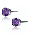 The Diamond Store 9K White Gold 4mm Amethyst Stud Earrings