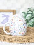 Something Different White Spring Floral Print Egg Shaped Mug