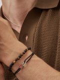 Bartlett Waterproof Matt Onyx And Tigers Eye Stretch Black Bracelet