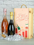 LeBonVin Bottega Sparkling Wine Duo Christmas Wood Gift Box