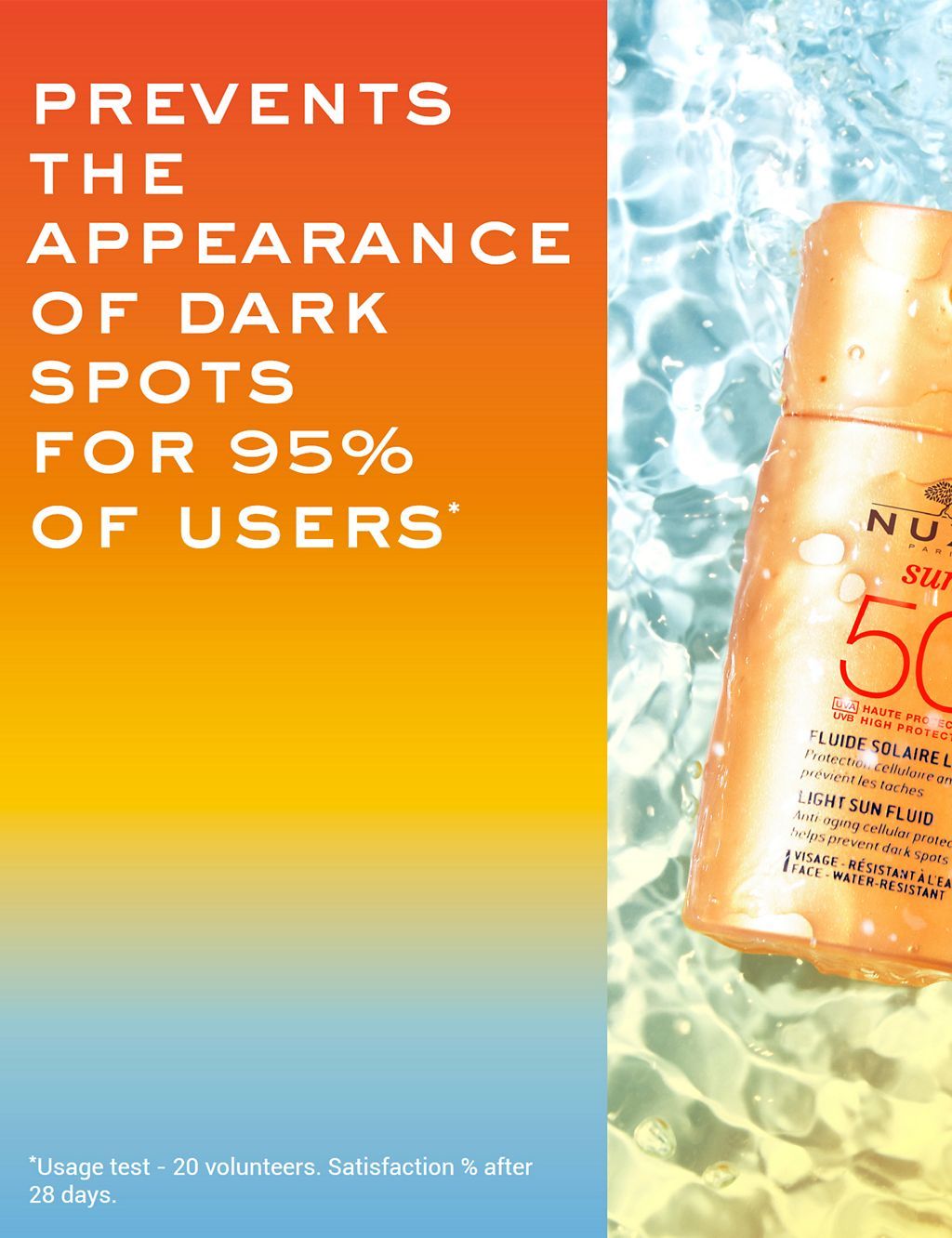 NUXE Light Sun Fluid SPF50 High Protection Face 50ml GOODS M&S   