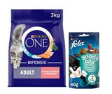 Purina One Adult Dry Cat Food 3kg & Felix Goody Bag Bundle GOODS ASDA   