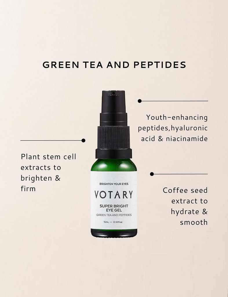 Super Bright Eye Gel, Green Tea and Peptides 15ml