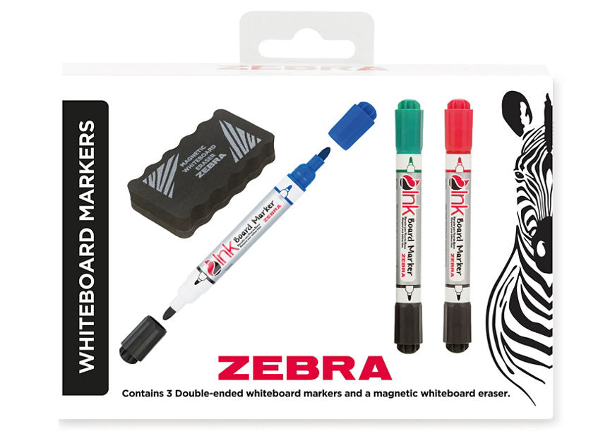 Zebra Double-Ended Whiteboard Markers & Magnetic Eraser GOODS ASDA   