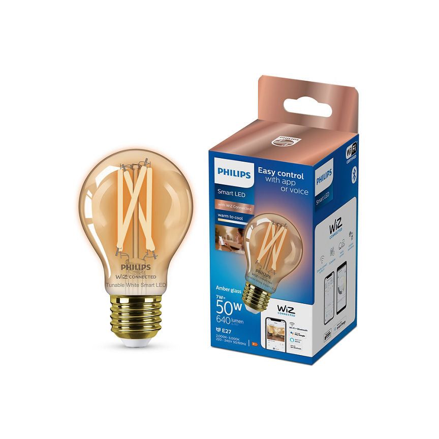 Philips Smart LED A60 50W E27 Tunable White Amber Filament Light Bulb