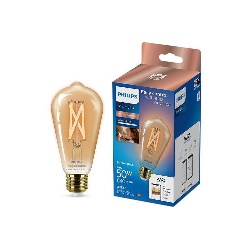 Philips Smart LED ST64 50W E27 Tunable White Amber Filament Light Bulb GOODS ASDA   