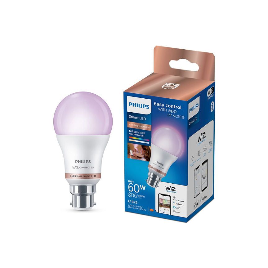 Philips Smart LED A60 60W B22 White and Colour Light Bulb