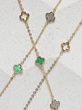 Jon Richard Gold Plated Pave and Malachite Clover Necklace