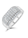The Diamond Store White Men's Encrusted Pave 1.00ct Lab Diamond Signet Ring in Sterling Silver
