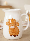 Widdop White Highland Cow Pitcher