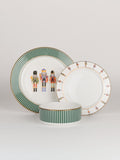 Code Maison Green Christmas Nutcracker Stripe 12 Piece Dinner Set