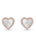 Beaverbrooks Rose Gold Plated Cubic Zirconia Mother of Pearl Heart Stud Earrings