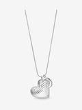 Mood Silver Tone Ridged Heart and Moon Pendant