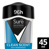 Sure Men Antiperspirant Deo Stick Max Pro Clean Scent 150ml GOODS Superdrug   