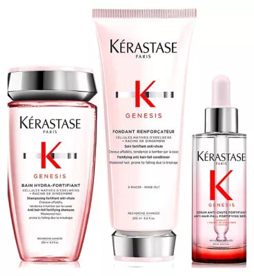 Kérastase Genesis Shampoo, Conditioner and Hair Serum, Fortifying Routine to Maintain Weakened Hair Prone to Breakage, Trio Set