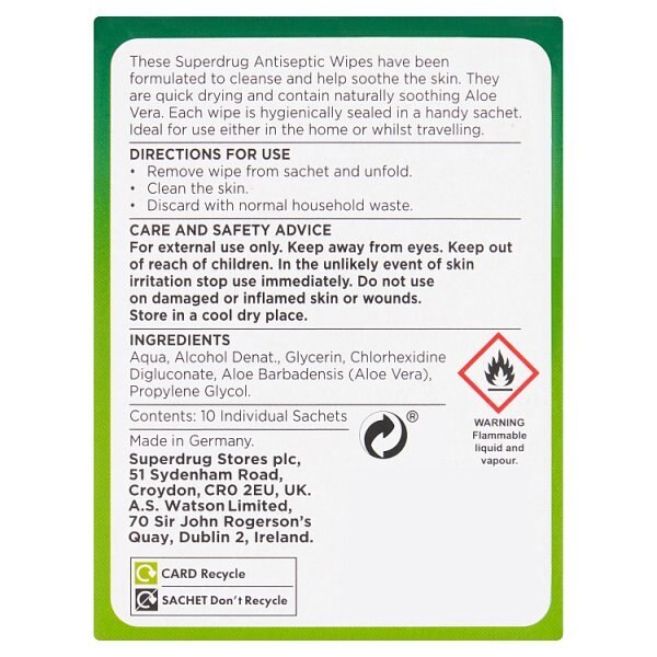 Superdrug Antiseptic 10 Wipes