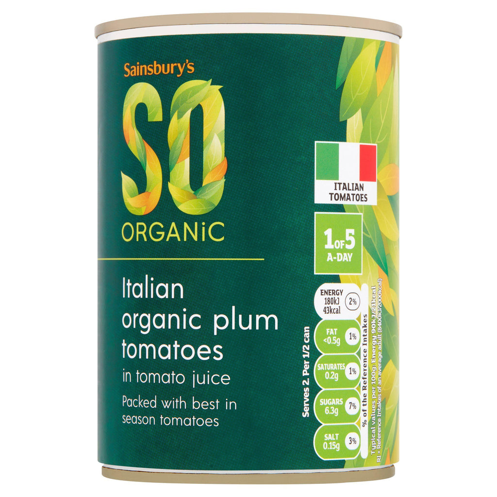 Sainsbury's SO Organic Italian Organic Plum Tomatoes in Tomato Juice 400g