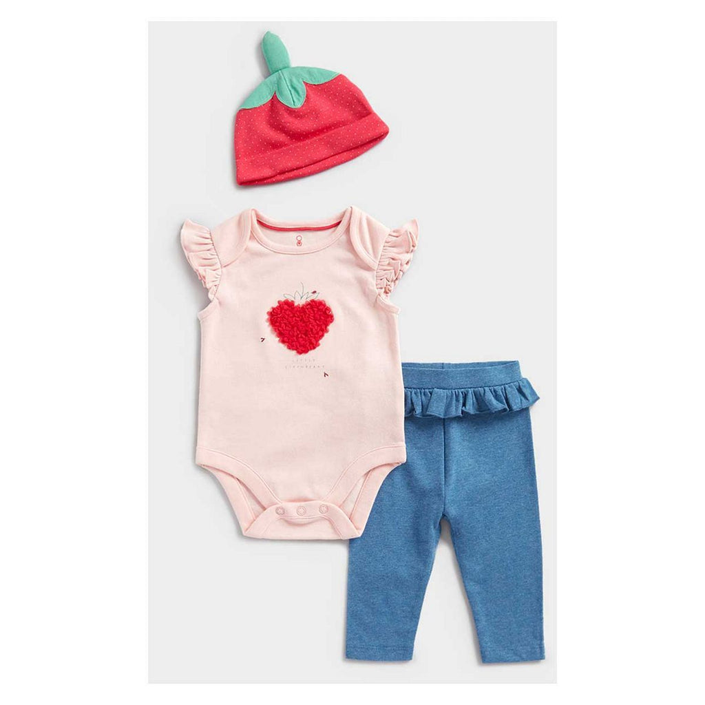 Mothercare Strawberry 3-Piece Baby Outfit Set