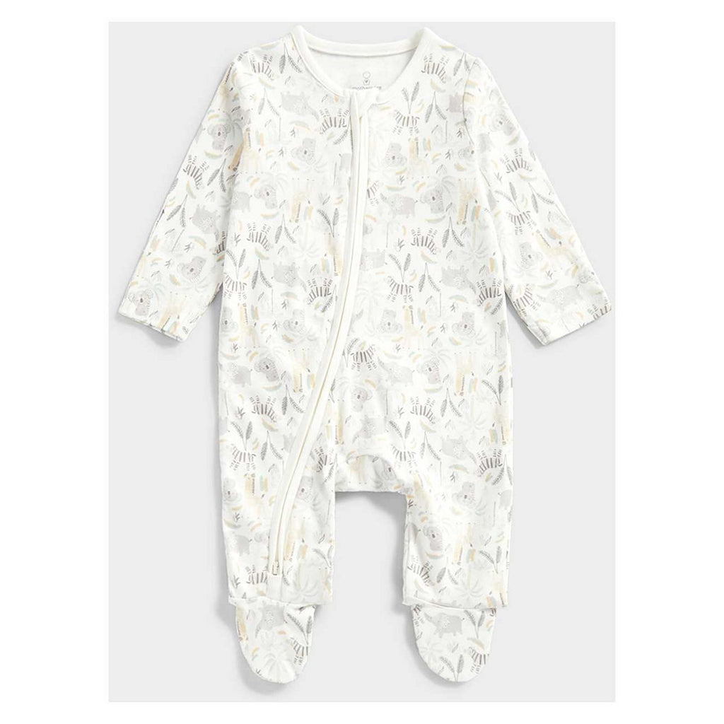 Mothercare Safari Zip-Up Baby Sleepsuit