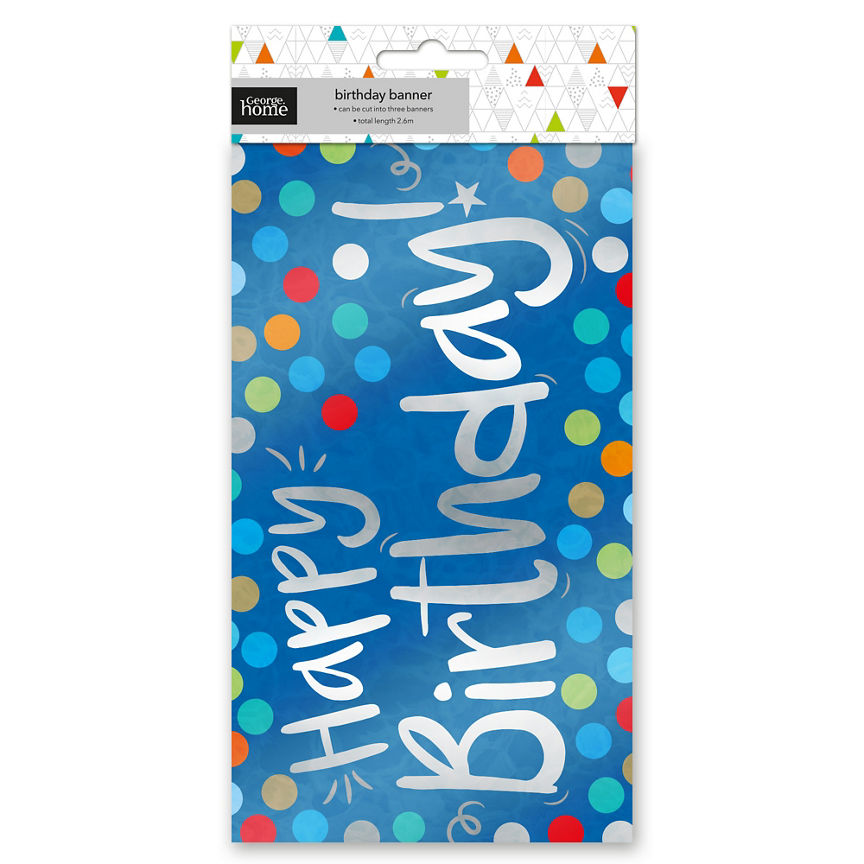 George Home Happy Birthday Blue Foil Banner