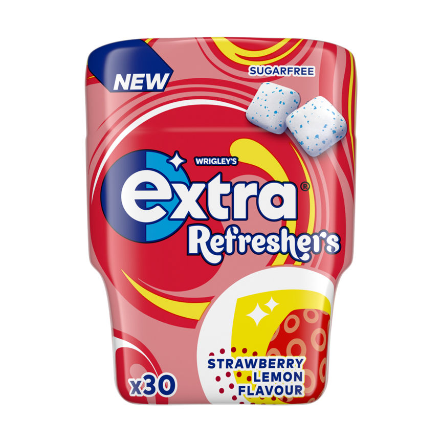 Wrigleys Extra Refreshers Strawberry Lemon Sugarfree Chewing Gum Bottle 30 Pieces GOODS ASDA   