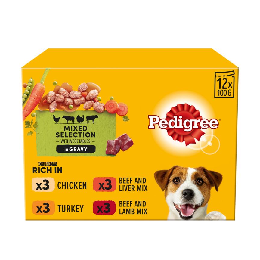 Pedigree Adult Wet Dog Food Pouches Mixed in Gravy Dog Food & Accessories ASDA   