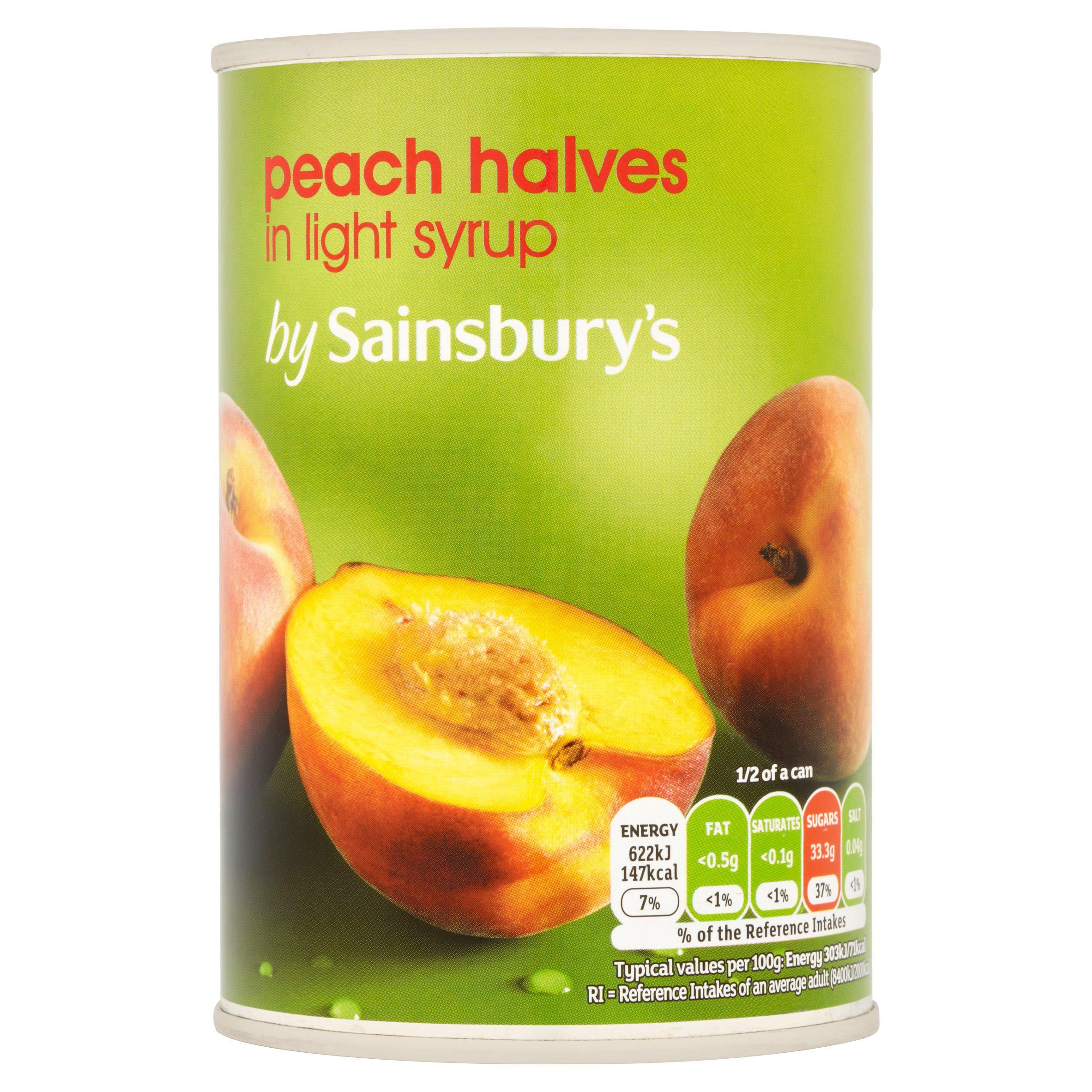 Sainsbury's Peach Halves In Syrup 411g Fruit Sainsburys   