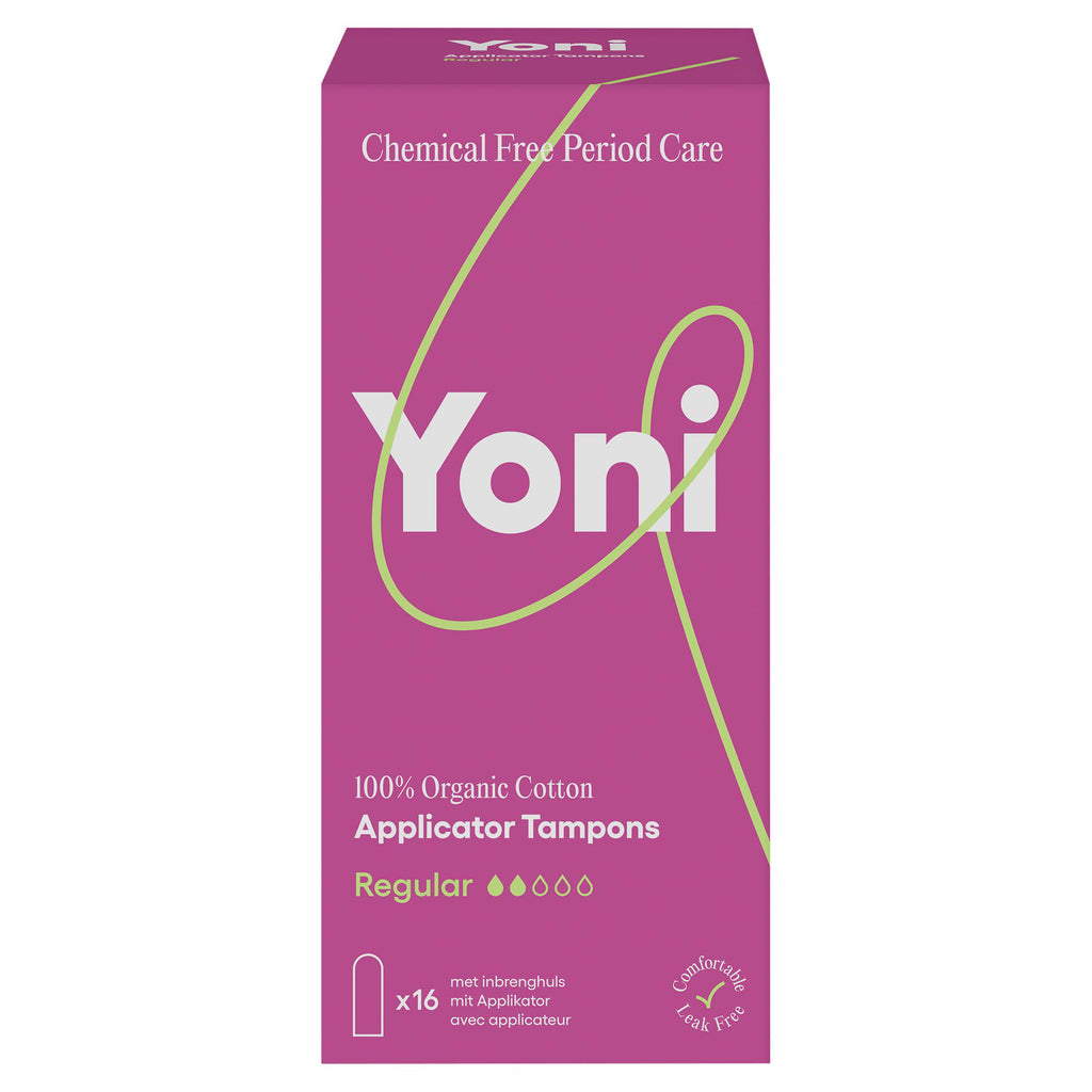 Yoni Organic Cotton Applicator Tampons Medium x16