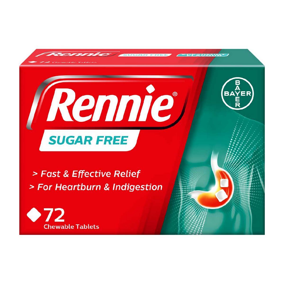 Rennie Sugar Free Flavour - 72 Chewable Tablets First Aid Boots   