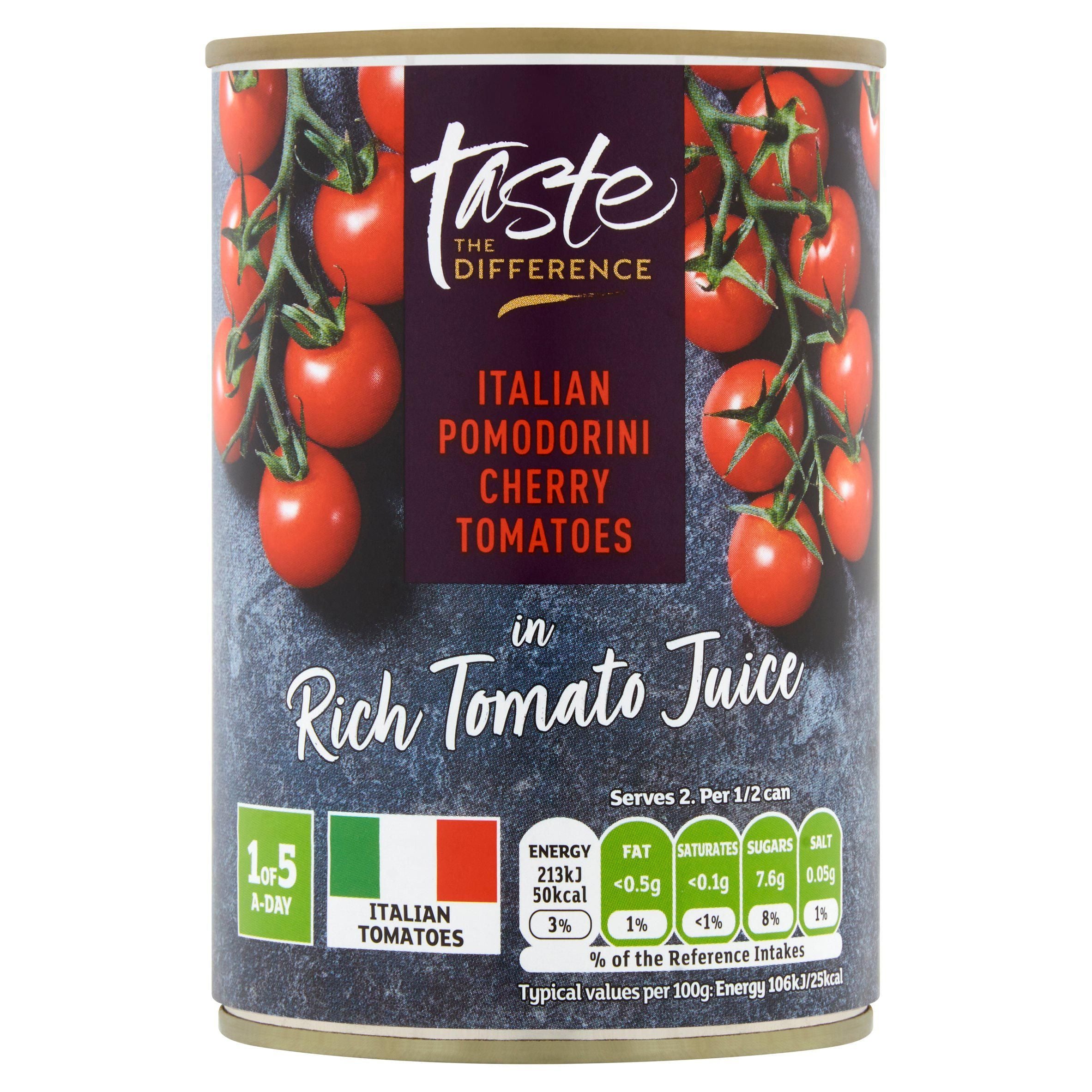 Sainsbury's Italian Pomodorini Cherry Tomatoes in rich tomato juice, Taste the Difference 400g Tomatoes Sainsburys   