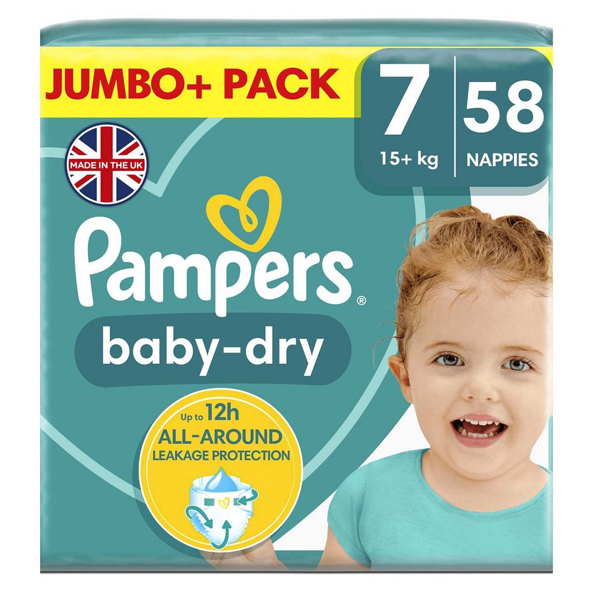 Pampers size 7 Baby-Dry nappies 17+kg 58s GOODS Boots   