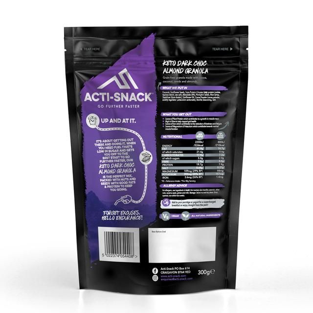 Acti-Snack Keto Dark Choc Almond Granola   300g - McGrocer