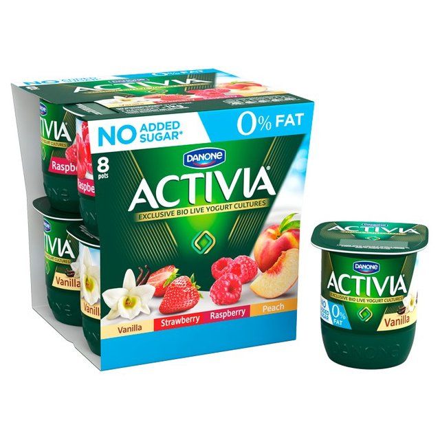 Activia Strawberry Raspberry Cherry & Blueberry No Added Sugar Fat Free    8 x 115g