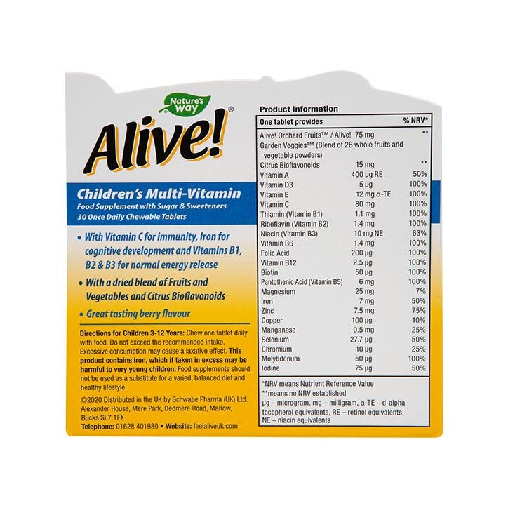 Nature's Way Alive! Children's Chewable Multi-Vitamin 30 Tablets