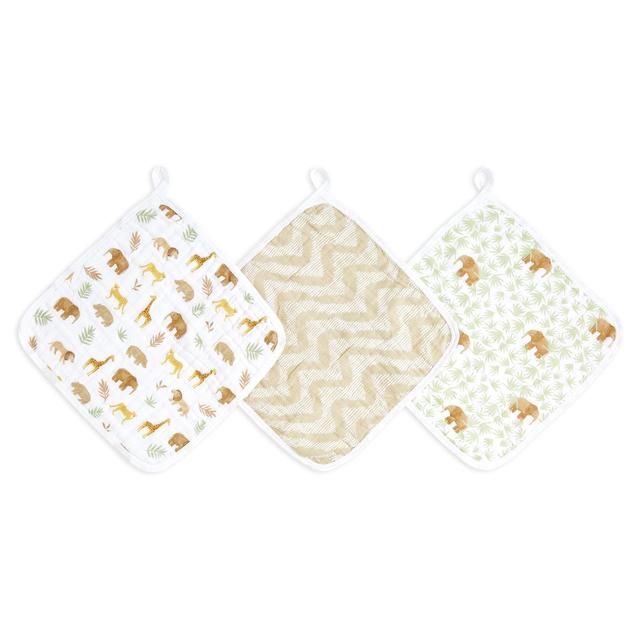 Aden+Anais essentials 3 pack cotton muslin washcloth set tanzania   3 per pack