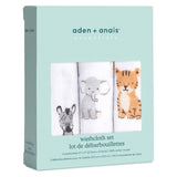 aden + anais essentials Muslin Washcloths 3 Pack - Safari Babies