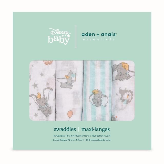 Aden + Anais Muslin Swaddle Blankets Dumbo   4 per pack