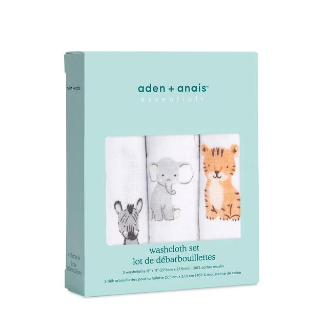 Aden + Anais Safari Babes Muslin Washcloths    3 per pack