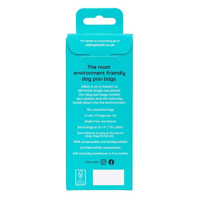 Adios Compostable & Biodegradable Dog Poo Bags - Pink    120 per pack - McGrocer